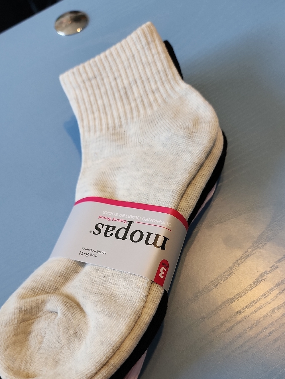 Cushioned Quarter Socks - Pink, Creamgray & Black (3 Pack)